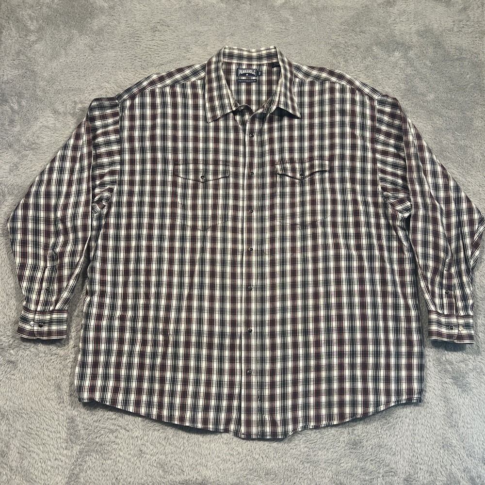 Panhandle Slim‎ Shirt Western Pearl Snap Plaid Long Sleeve Cotton Men's 4XL